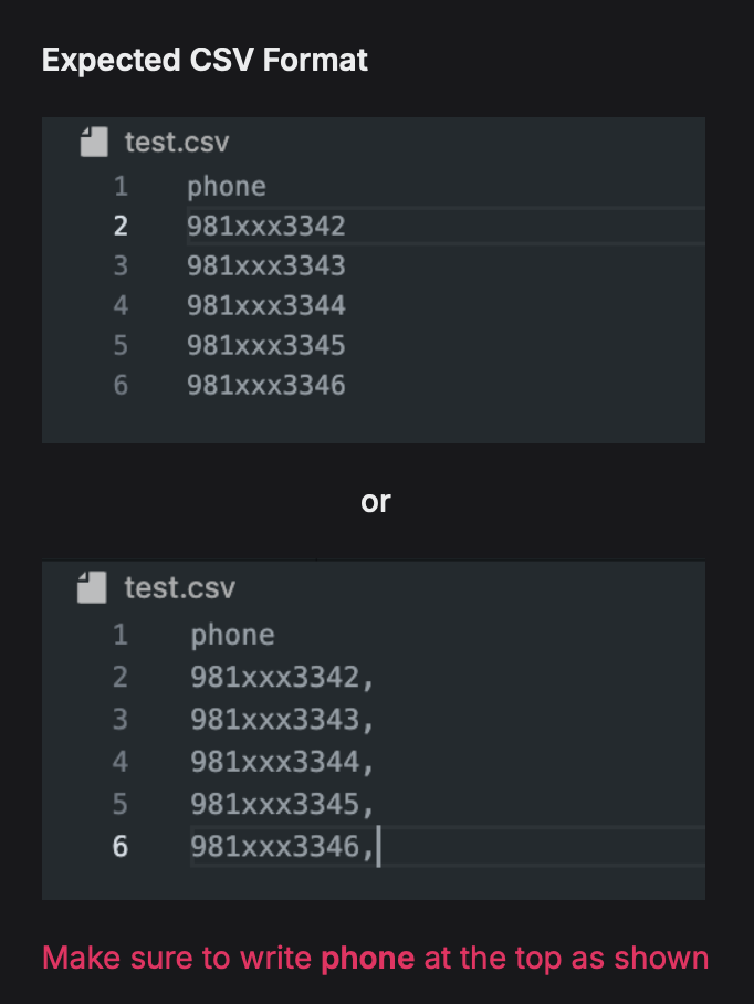 Upload CSV